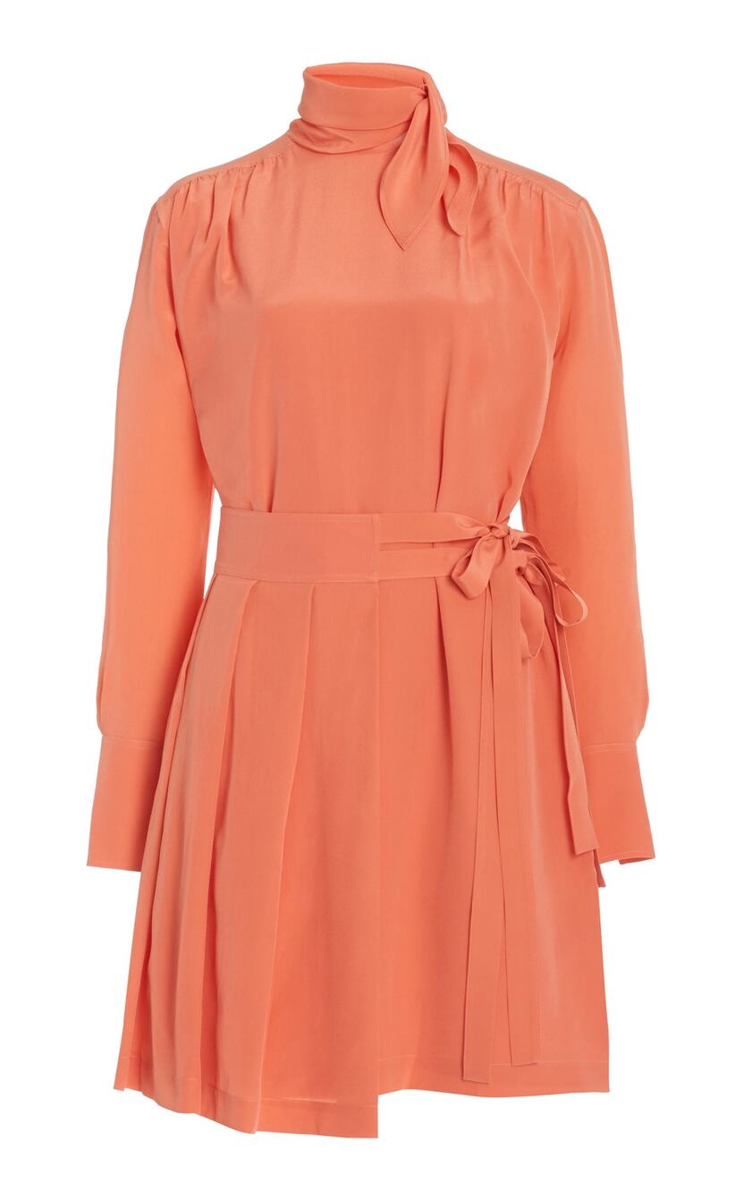 Victoria Beckham Pleated Peach Mini Dress Size Uk 12 / US 8
